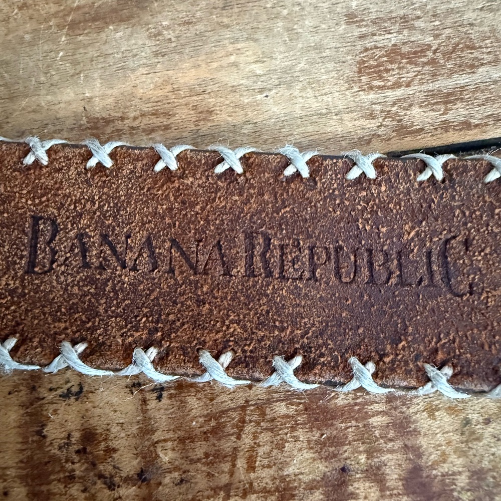 Vintage Brown Leather Banana Republic Belt with Solid  Brass Buckle Boho Vibe - Picture 8 of 12